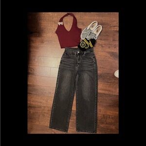 High Waisted 90’s Baggy Straight Leg Black Jeans